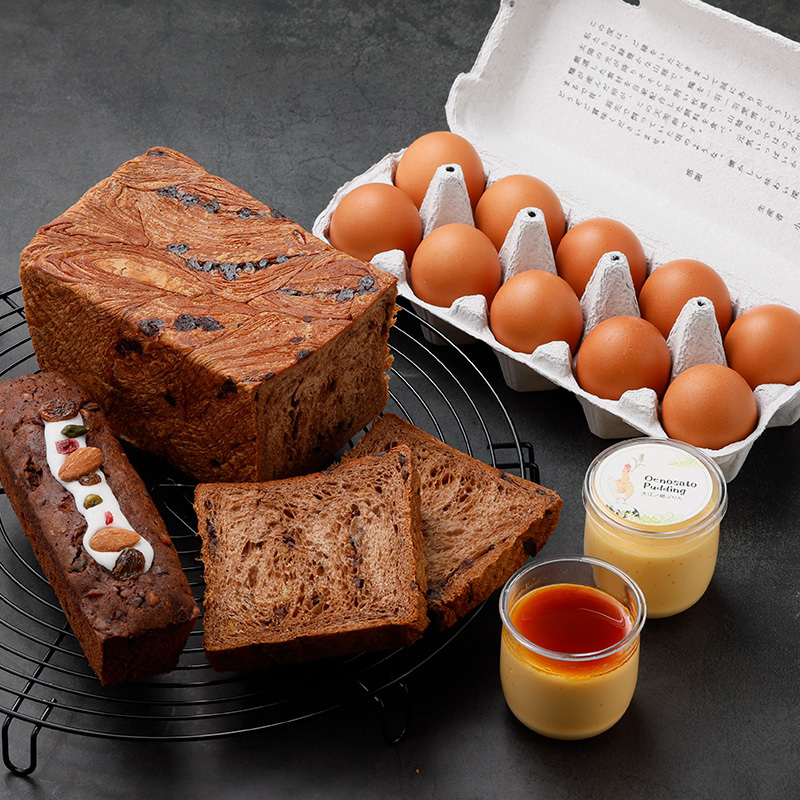 季節限定ショコラデニッシュやミニパウンドケーキ、人気のぷりんに天美卵まで詰め合わせ。