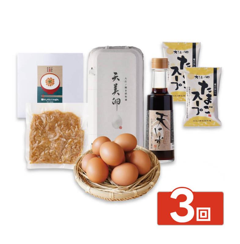 【大江ノ郷自然牧場ふるさと納税】たのしい卵かけご飯定期便