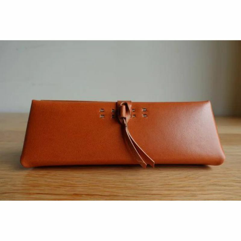 三角筆入 牛革柿渋染